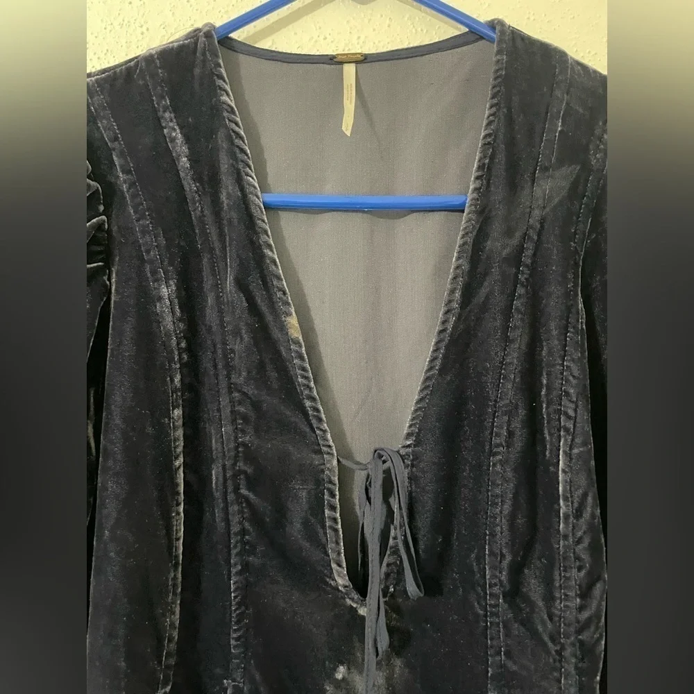 Free People Adele Velvet Tunic Top Size S/P